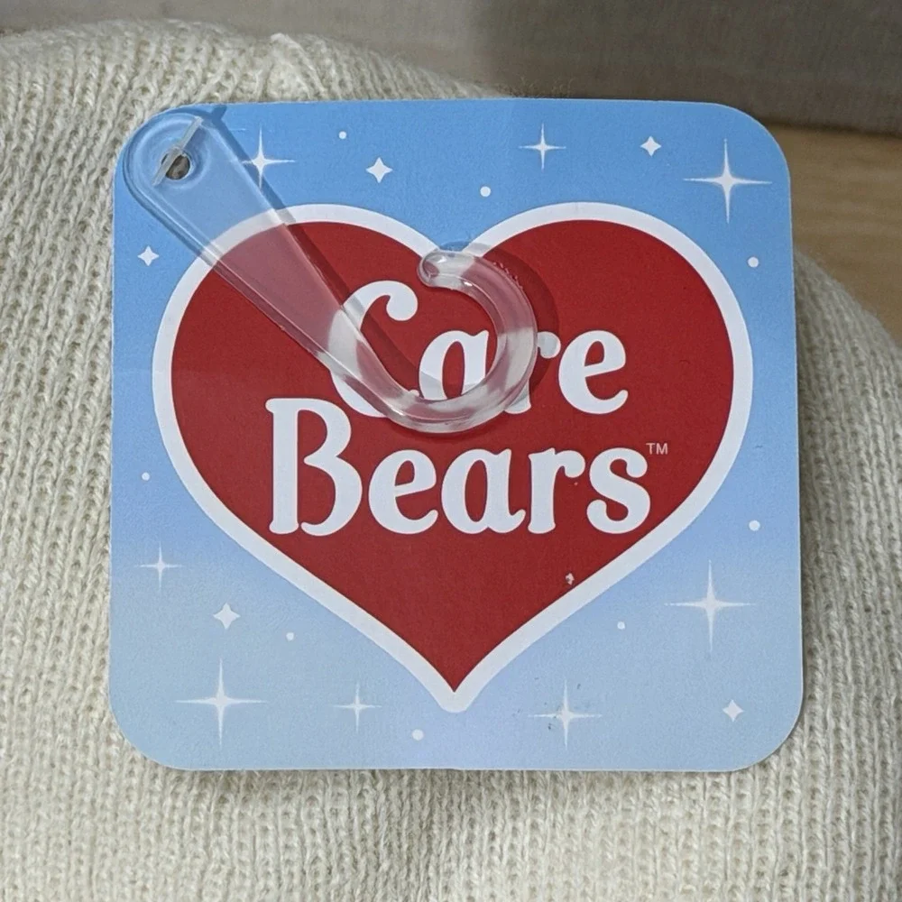 Care Bears Beanie Hat NWT White Rainbow Stripe Cheer Grumpy Funshine Bear Kawaii